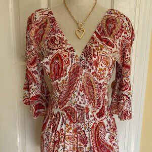 PARADISE "Ooh Darling" 3/4 sleeve mini dress, red, S, EUC